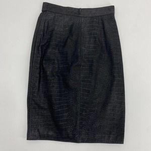 Vintage Global Identity G-III Leather Pencil Skirt Black Sz 3/4 XS
